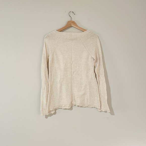 Loft • Cream Knit Bell Sleeve Sweater - Picture 5 of 6
